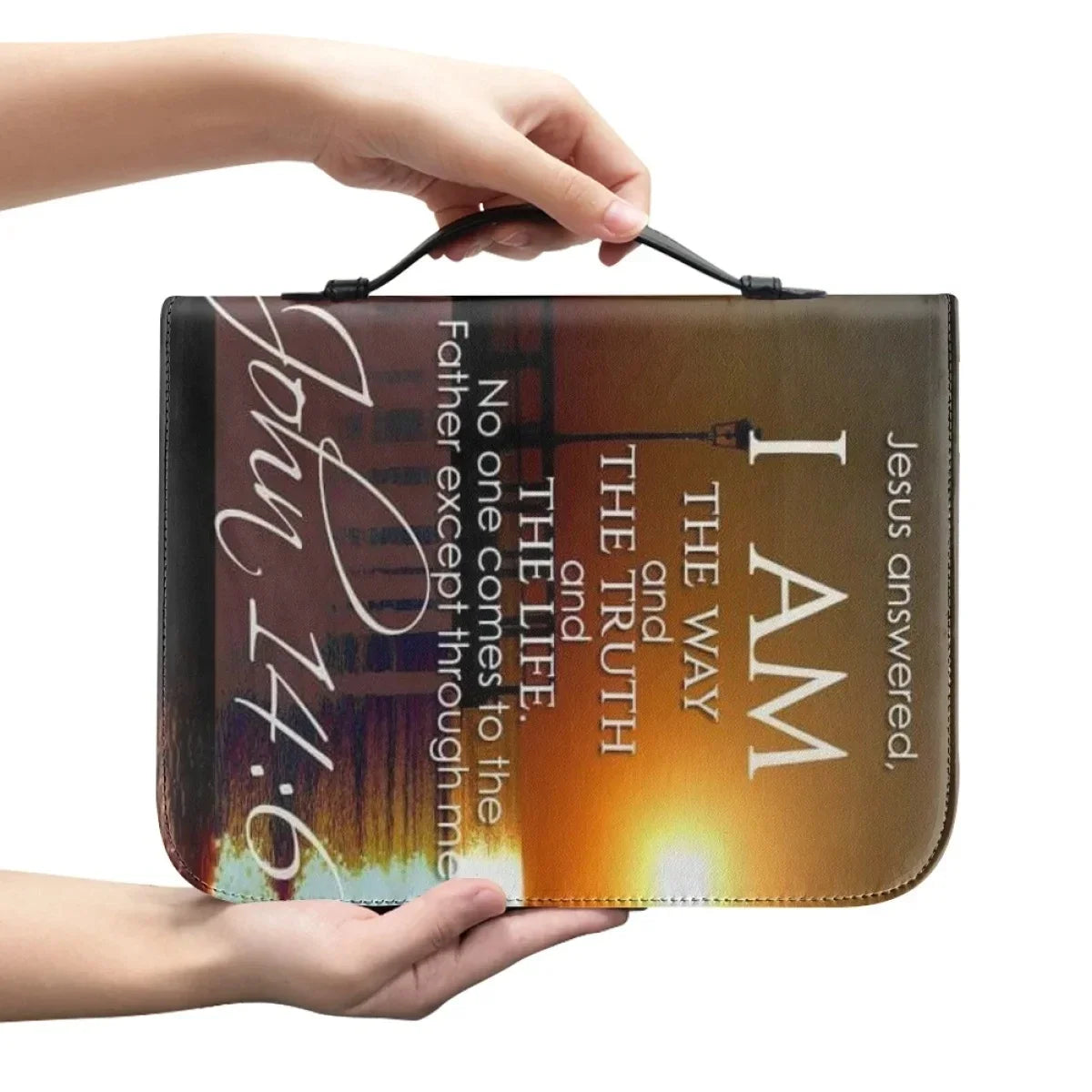 Beautiful Scenery Handbags for Women Practical Leather Bible Bags Women's Bible Cover Sacred Study Books Zipper Handle Box Hot