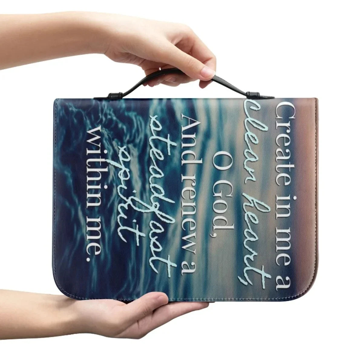 Beautiful Scenery Handbags for Women Practical Leather Bible Bags Women's Bible Cover Sacred Study Books Zipper Handle Box Hot