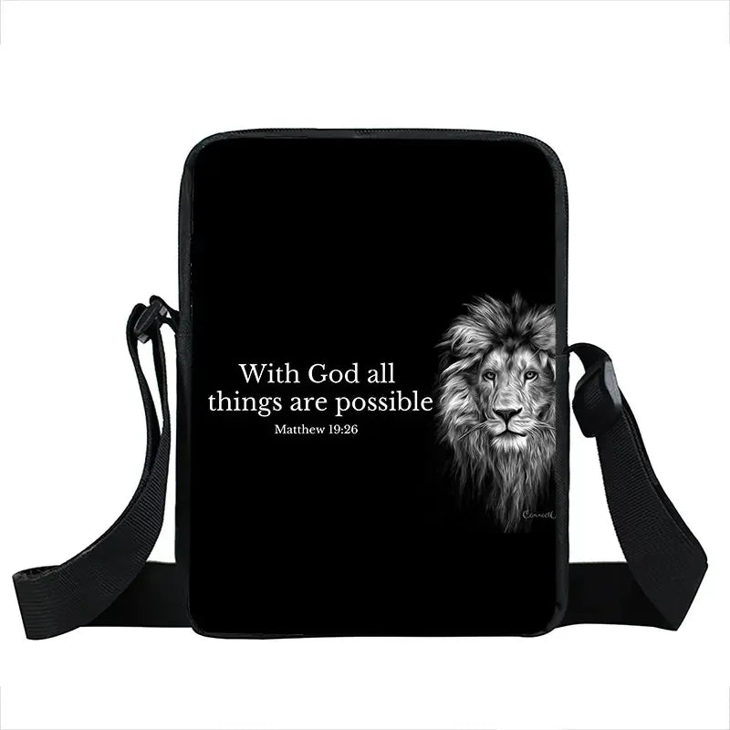 Christian Bible Verse Print Shoulder Bag Women God He Will Sustain You Floral Messenger Bags Canvas Crossbody Bag Gift