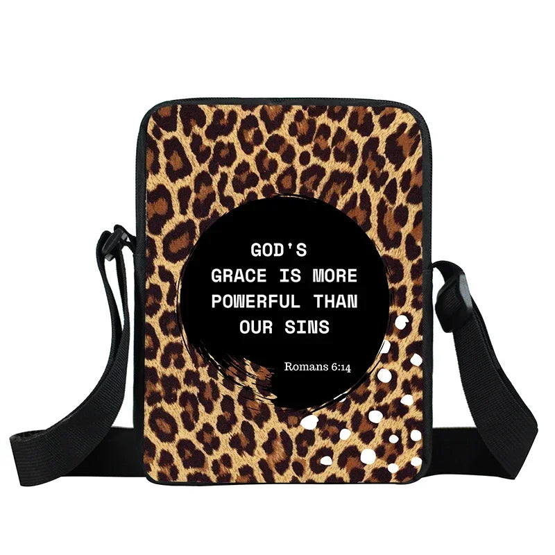Christian Bible Verse Print Shoulder Bag Women God He Will Sustain You Floral Messenger Bags Canvas Crossbody Bag Gift