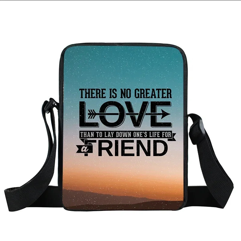 Christian Bible Verse Print Shoulder Bag Women God He Will Sustain You Floral Messenger Bags Canvas Crossbody Bag Gift