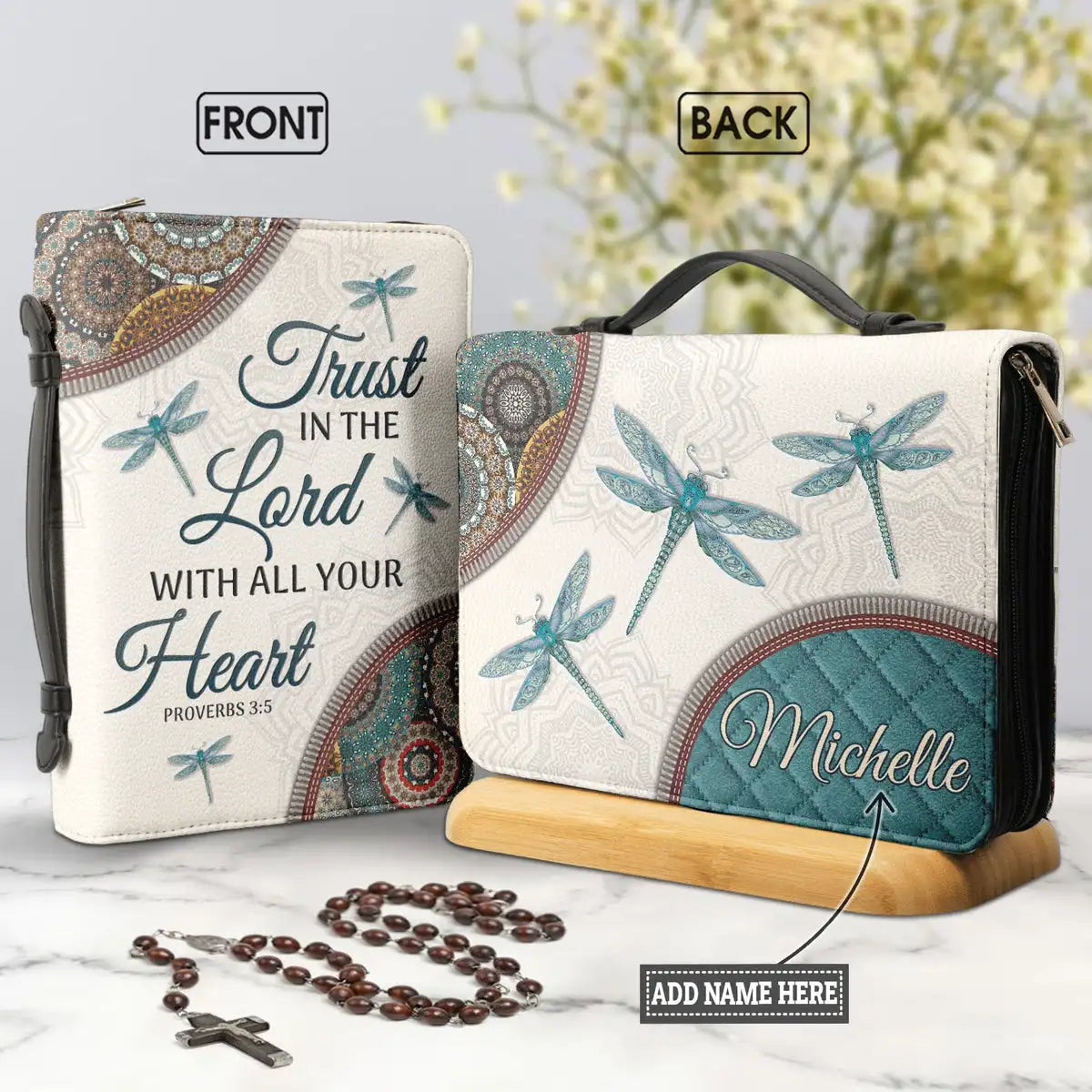 Bible Bags Trust In The Lord With All You Heart Print Ladies Storage Christian Bible Cover Case for Women Personalized Handbags