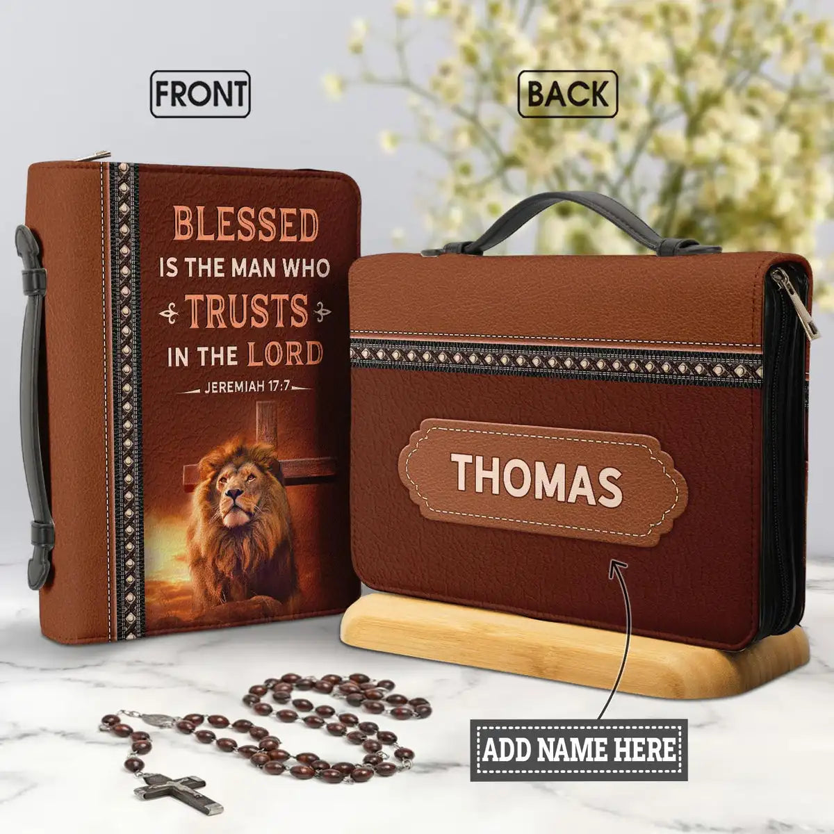 Christianity Church Bible Bag Jesus Lion Cross Bible Verse Design Bible Cover Case for Women PU Leather Book Holy Storage Boxes