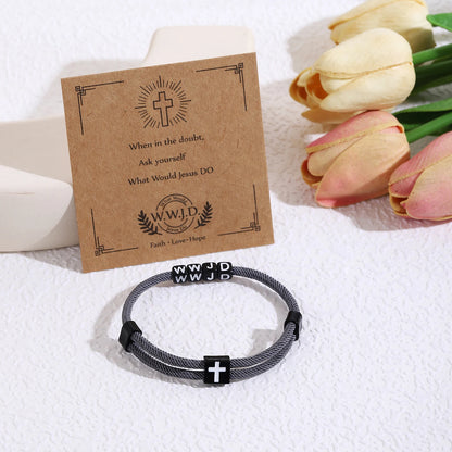 WWJD Christian Bracelet Gifts What Would Jesus Do Adjustable Hand Rope Jewelry For Women and Men Daily wear