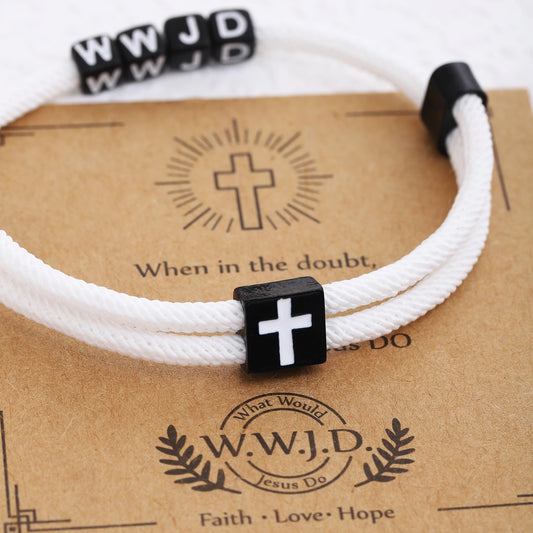 WWJD Christian Bracelet Gifts What Would Jesus Do Adjustable Hand Rope Jewelry For Women and Men Daily wear