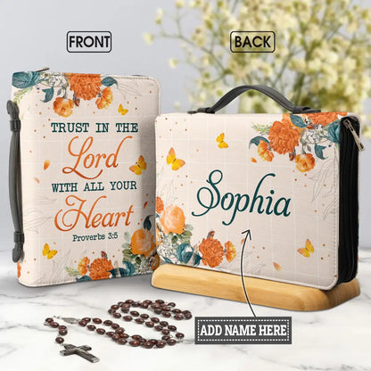Bible Bags Trust In The Lord With All You Heart Print Ladies Storage Christian Bible Cover Case for Women Personalized Handbags