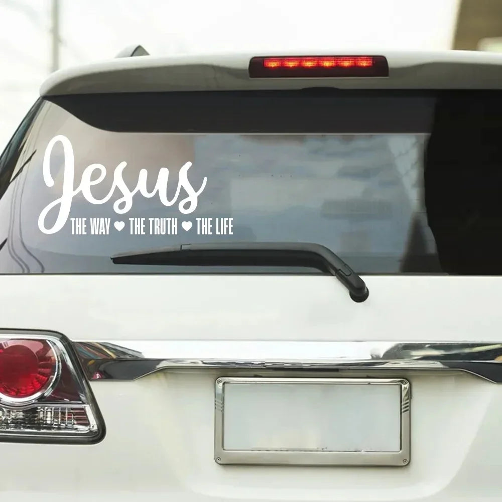 Jesus The Way Truth Life Sticker For Car Window Decor Religious Decal Christian Bible Verse Vinyl Stickers Auto Body Decor