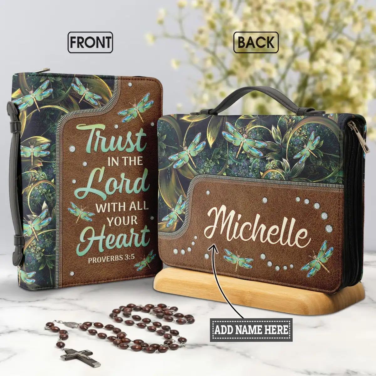 Bible Bags Trust In The Lord With All You Heart Print Ladies Storage Christian Bible Cover Case for Women Personalized Handbags