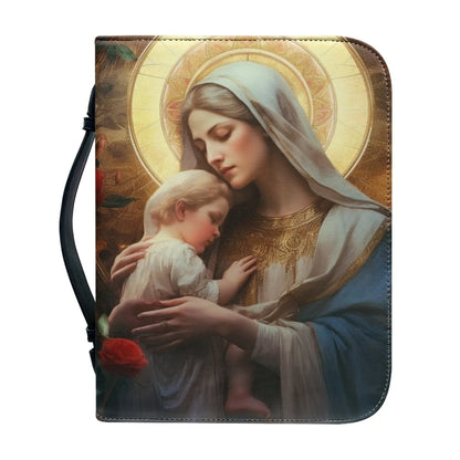 Hot Women's Leather Handbags New Christian Virgin Mary Pattern Print Bible Cover Case Custom Bible Study Book Holy Storage Boxes