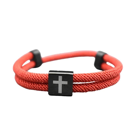 Black Stainless Steels Cross Bracelet for Men and Women, Gift for Him and Her, Red Rope Lucky Amulet Christian Catholic Jewelry