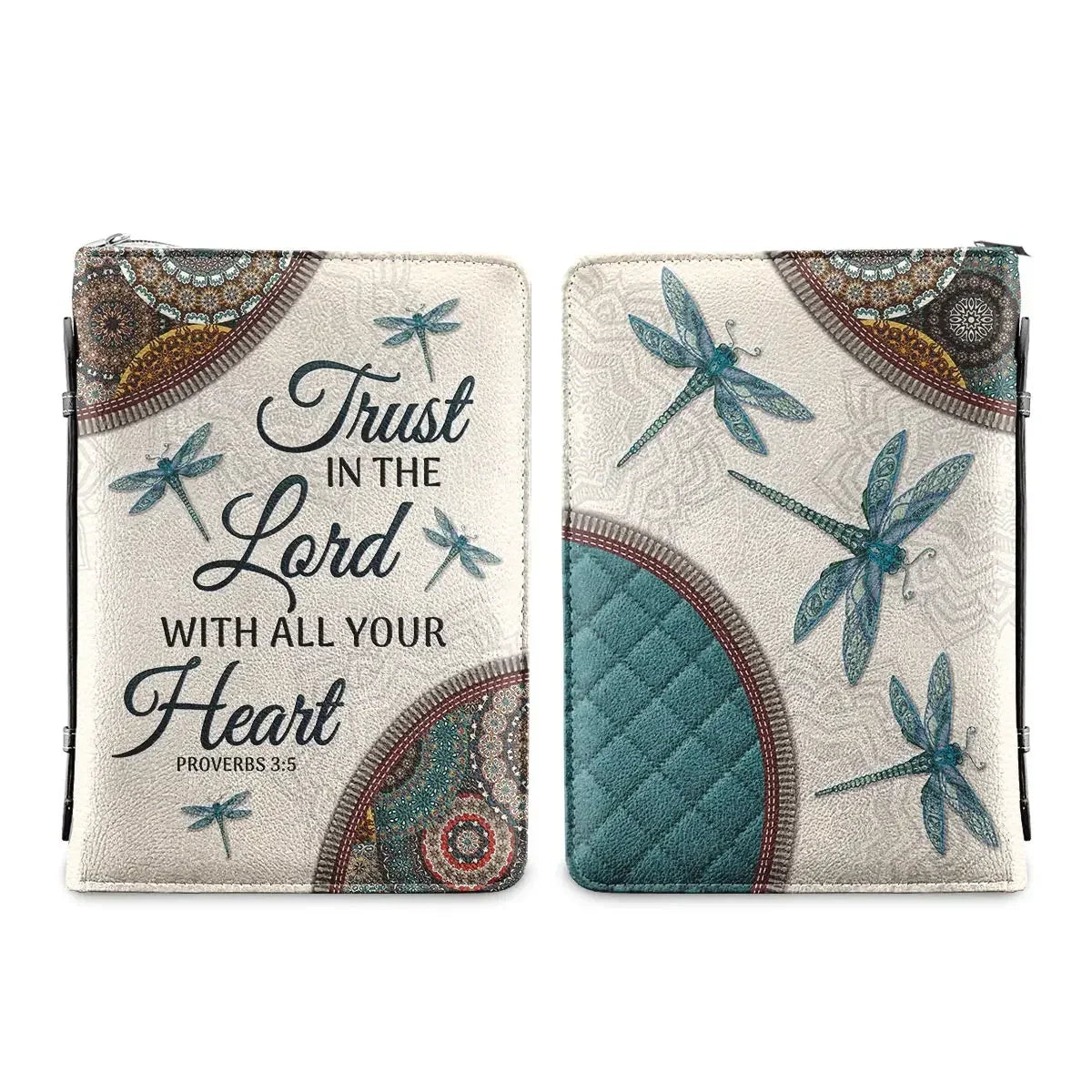 Bible Verse Printed Leather Bible Cover Case Women's Bible Verse Bag Dragonfly Design Lightweight Church Storage Bags 2024