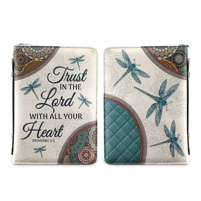 Bible Verse Printed Leather Bible Cover Case Women's Bible Verse Bag Dragonfly Design Lightweight Church Storage Bags 2024