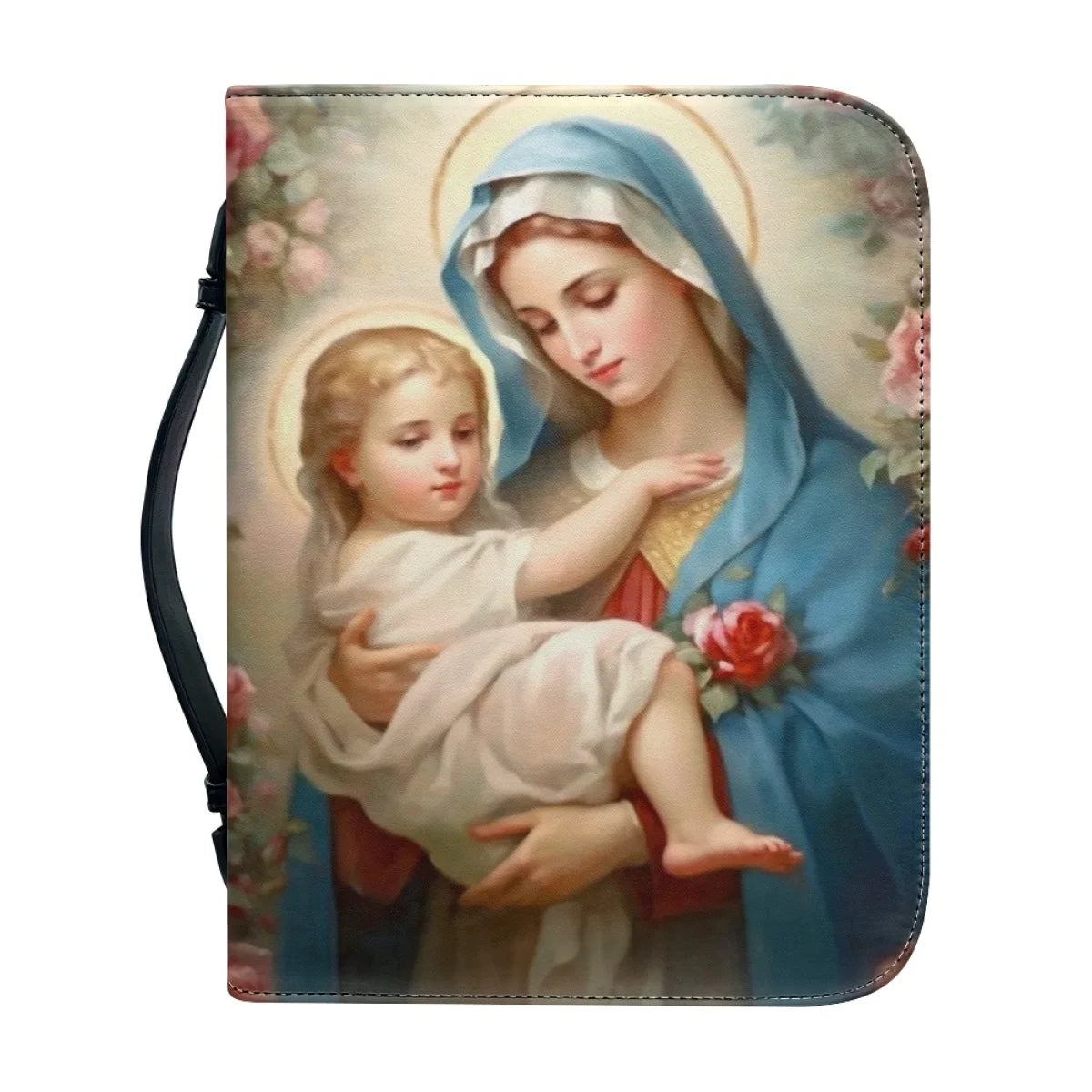 Hot Women's Leather Handbags New Christian Virgin Mary Pattern Print Bible Cover Case Custom Bible Study Book Holy Storage Boxes