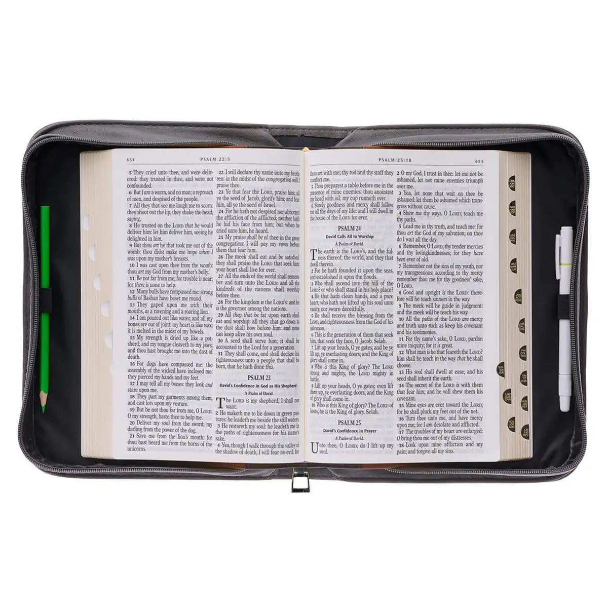 New Women's PU Leather Bible Bag The Lord Is With Me Like A Mighty Warrior Verse Print Ladies Zippered Bible Cover Case Bolsa