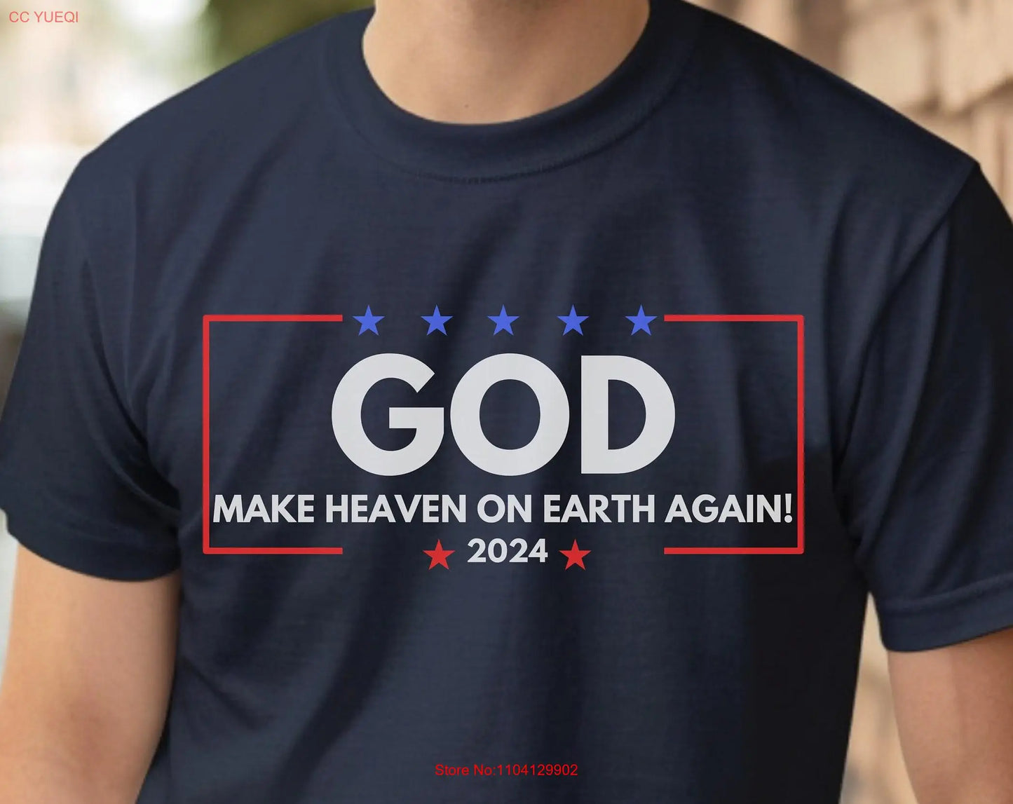 Political Christian T Shirt God Make Heaven on Earth Again 2024 Election Patriotic Voting Apparel long or short sleeves