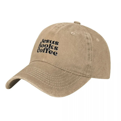 Jesus. Books. Coffee. Baseball Cap custom caps Sports Cap funny hat hats on offer Golf Men Women's