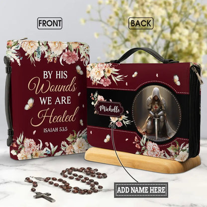 Floral Cross Bible Verse Design Bible Storage Bag Women's Christian Bags Personalized Leather Bible Cover Handle Study Boxes Hot