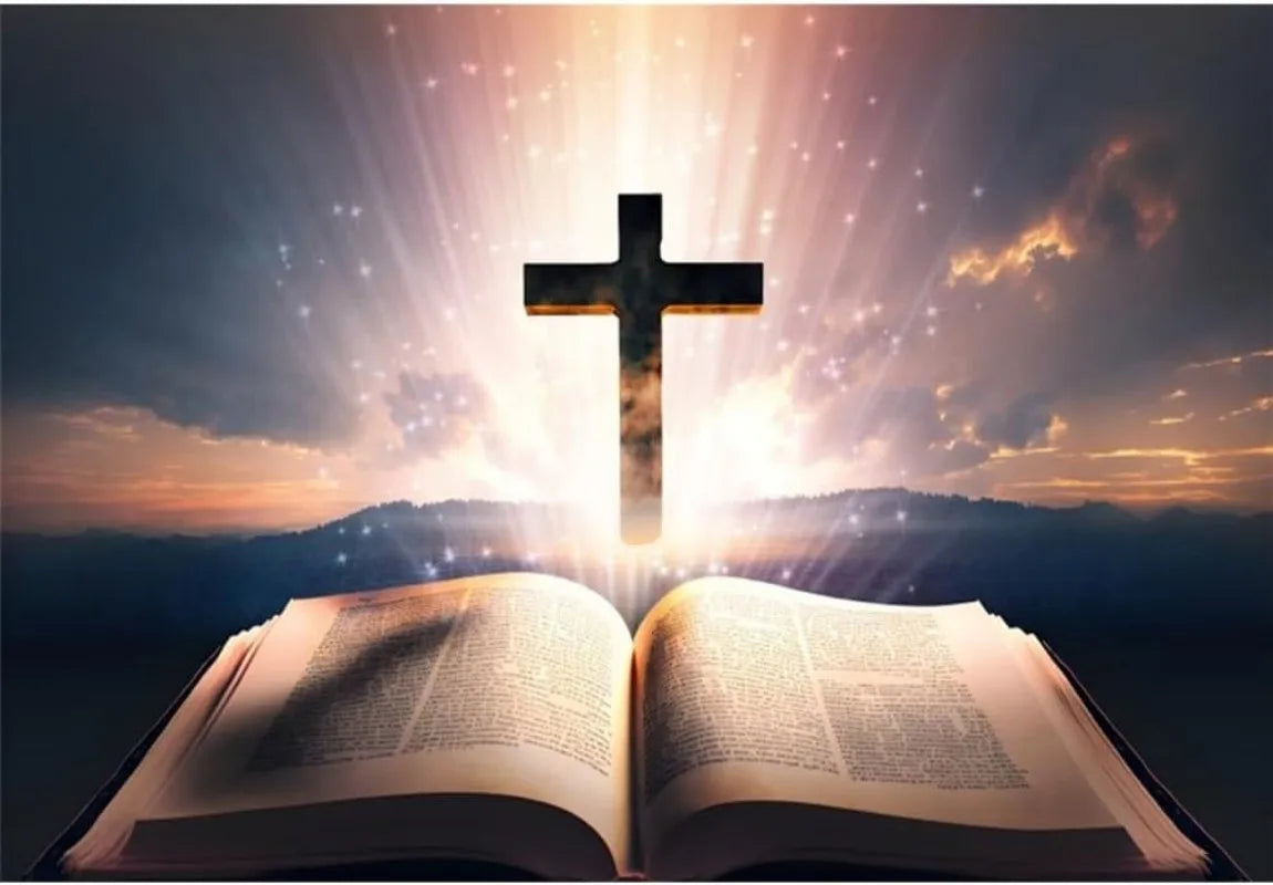 Bible Book Backdrop Holy Light Religious Belief Jesus Christianity Biblical Background Church Party Photographic Banner