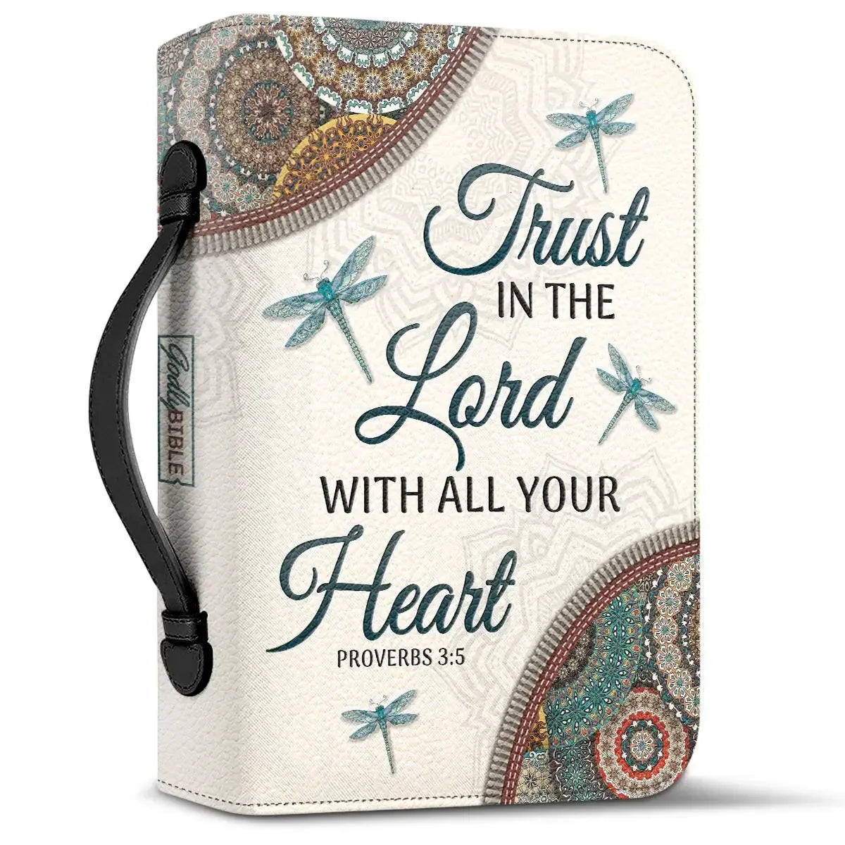 Bible Verse Printed Leather Bible Cover Case Women's Bible Verse Bag Dragonfly Design Lightweight Church Storage Bags 2024