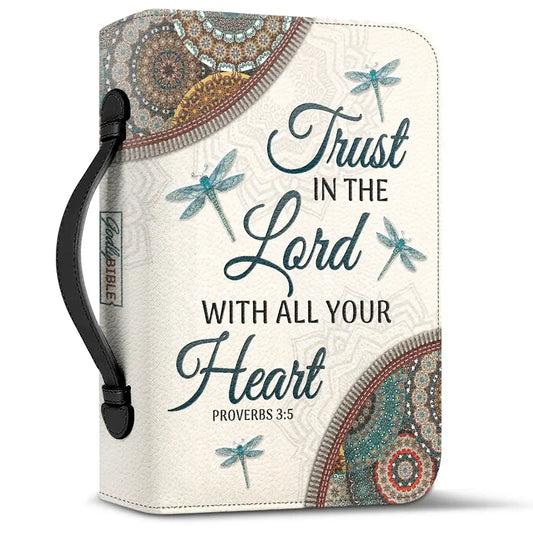 Bible Verse Printed Leather Bible Cover Case Women's Bible Verse Bag Dragonfly Design Lightweight Church Storage Bags 2024