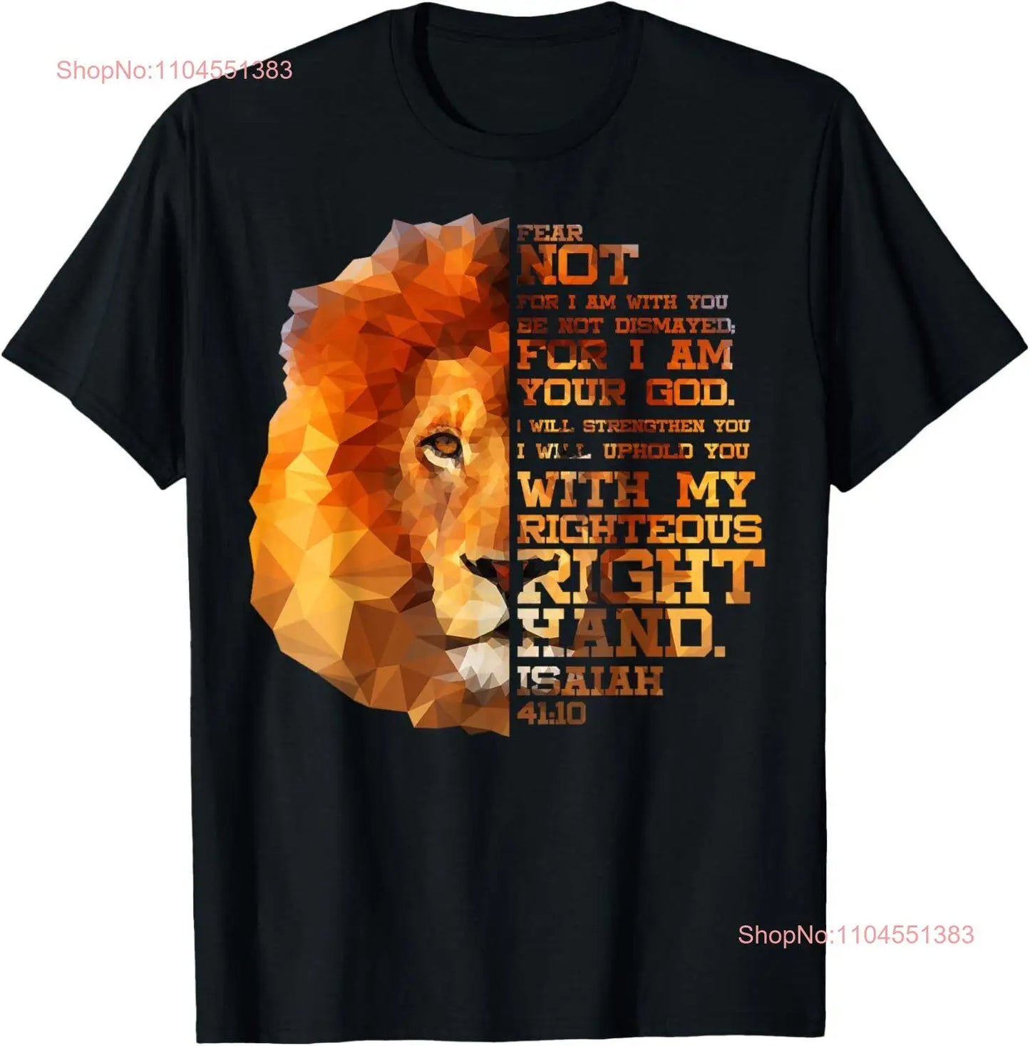 Isaiah 41:10 Bible Verse Lion Head Christian Birthday Gift T-Shirt Hoodie