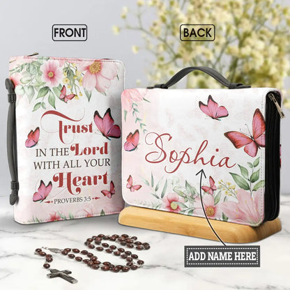 Bible Bags Trust In The Lord With All You Heart Print Ladies Storage Christian Bible Cover Case for Women Personalized Handbags