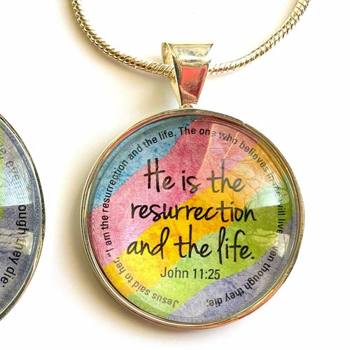 Easter Scripture Silver-Plated Colorful Christian Pendant Necklace - 3