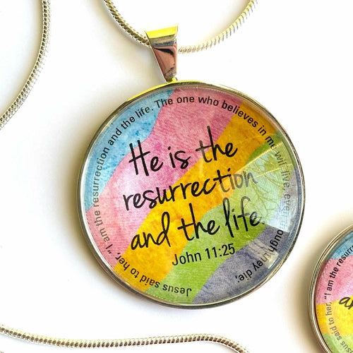 Easter Scripture Silver-Plated Colorful Christian Pendant Necklace - 3