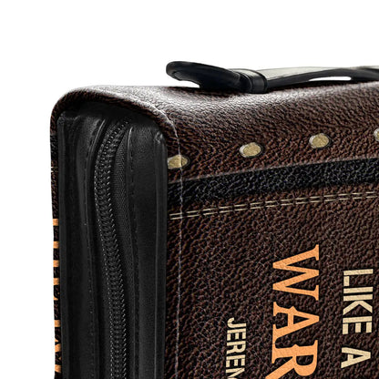 New Women's PU Leather Bible Bag The Lord Is With Me Like A Mighty Warrior Verse Print Ladies Zippered Bible Cover Case Bolsa