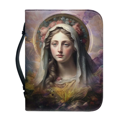 Hot Women's Leather Handbags New Christian Virgin Mary Pattern Print Bible Cover Case Custom Bible Study Book Holy Storage Boxes