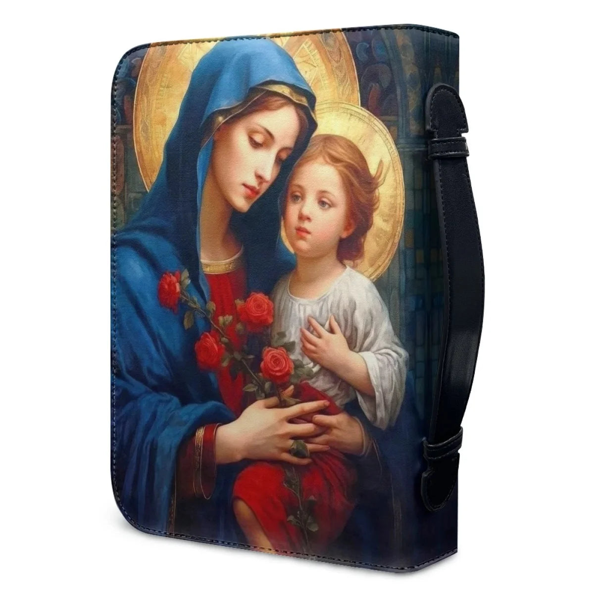 Hot Women's Leather Handbags New Christian Virgin Mary Pattern Print Bible Cover Case Custom Bible Study Book Holy Storage Boxes