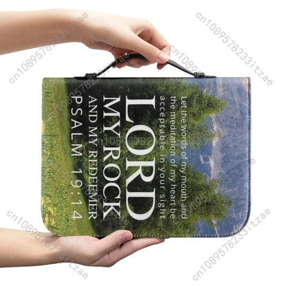 Nature Bible Verse Printed Bible Bag for Women Leather Bible Cover Case Practical Christian Church Study Book Holy Storage Boxe