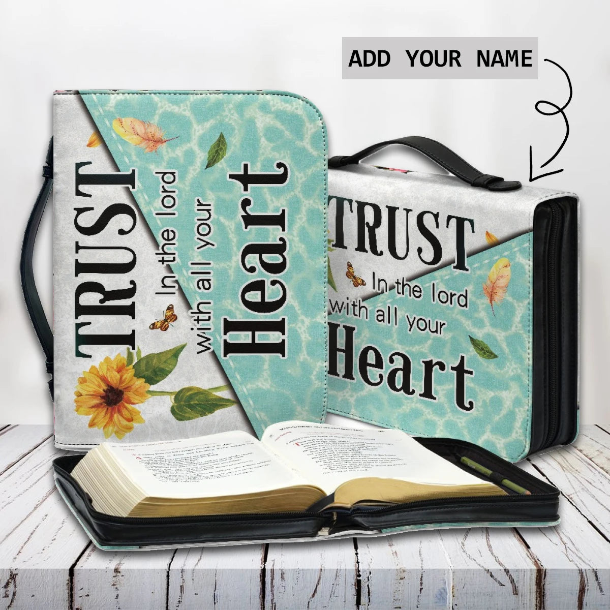Bible Bags Trust In The Lord With All You Heart Print Ladies Storage Christian Bible Cover Case for Women Personalized Handbags