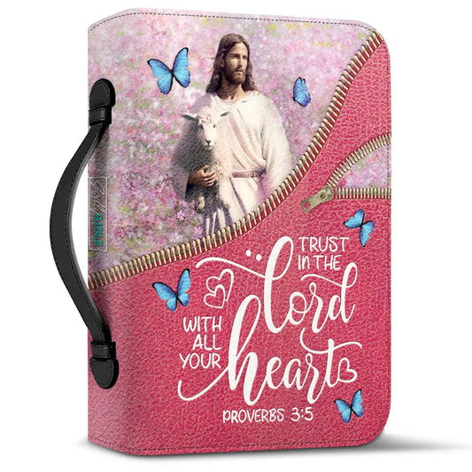 Bible Bags Trust In The Lord With All You Heart Print Ladies Storage Christian Bible Cover Case for Women Personalized Handbags