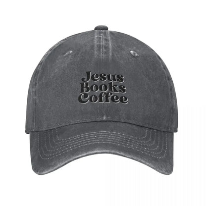 Jesus. Books. Coffee. Baseball Cap custom caps Sports Cap funny hat hats on offer Golf Men Women's