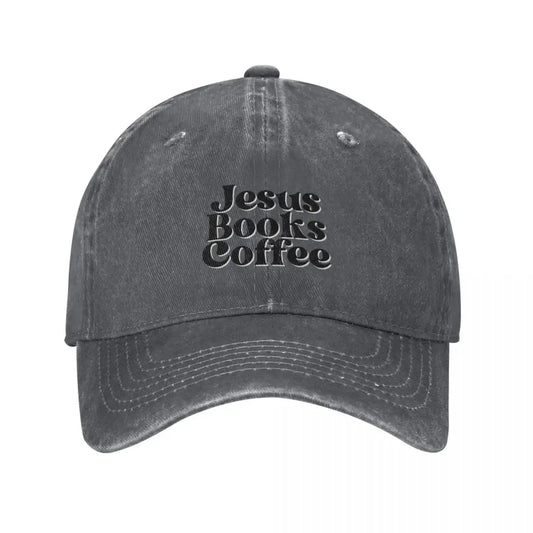 Jesus. Books. Coffee. Baseball Cap custom caps Sports Cap funny hat hats on offer Golf Men Women's