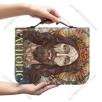 Women's Leather Handbags Hot God Jesus Pattern Print Christianity Bible Bag Custom Bible Cover Case Portable Bible Storage Bags