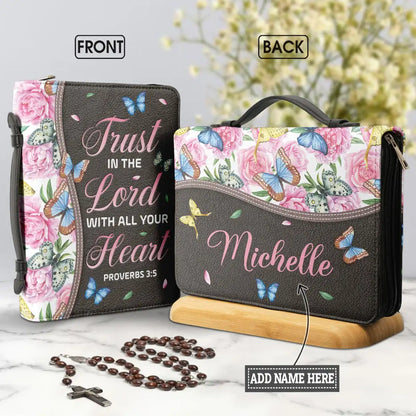 Bible Bags Trust In The Lord With All You Heart Print Ladies Storage Christian Bible Cover Case for Women Personalized Handbags