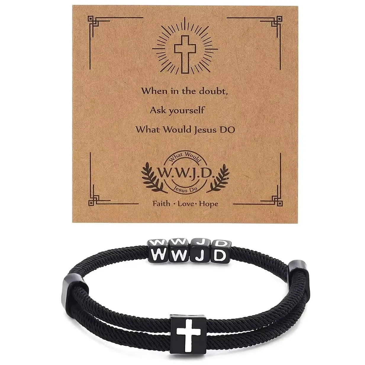 WWJD Christian Bracelet Gifts What Would Jesus Do Adjustable Hand Rope Jewelry For Women and Men Daily wear