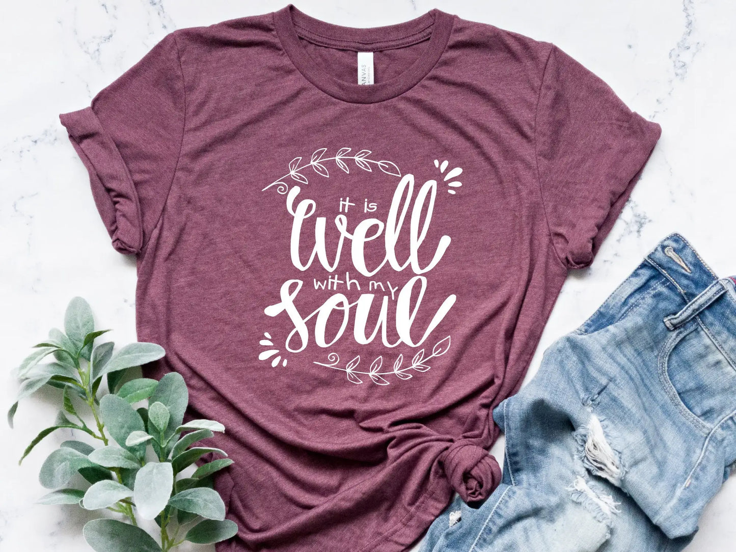 Christian T Shirt Hymn Jesus Bible Verse Faith Based Religious It Is Well With My Soul