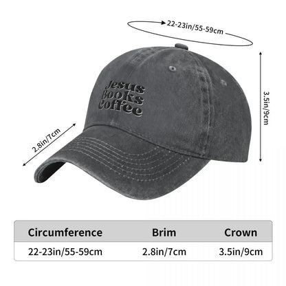 Jesus. Books. Coffee. Baseball Cap custom caps Sports Cap funny hat hats on offer Golf Men Women's