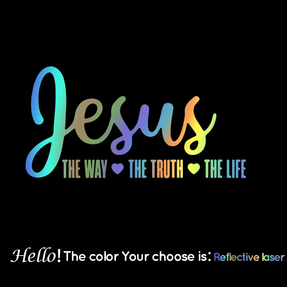 Jesus The Way Truth Life Sticker For Car Window Decor Religious Decal Christian Bible Verse Vinyl Stickers Auto Body Decor