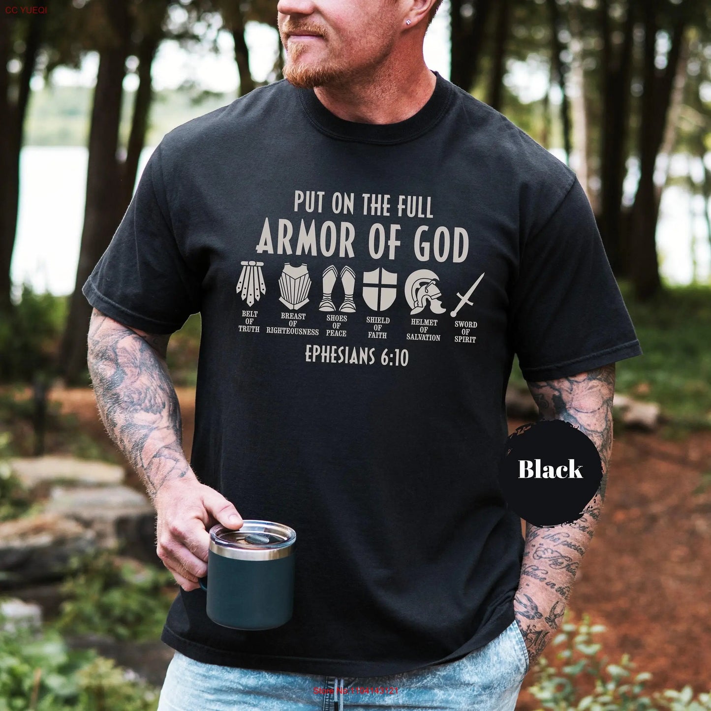 Armor of God Christian T Shirt for Him Men Fathers Day Grandpa gift long or short sleeves