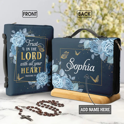 Bible Bags Trust In The Lord With All You Heart Print Ladies Storage Christian Bible Cover Case for Women Personalized Handbags