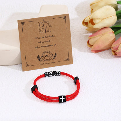 WWJD Christian Bracelet Gifts What Would Jesus Do Adjustable Hand Rope Jewelry For Women and Men Daily wear