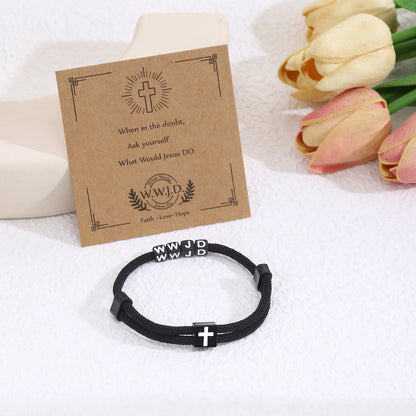 WWJD Christian Bracelet Gifts What Would Jesus Do Adjustable Hand Rope Jewelry For Women and Men Daily wear