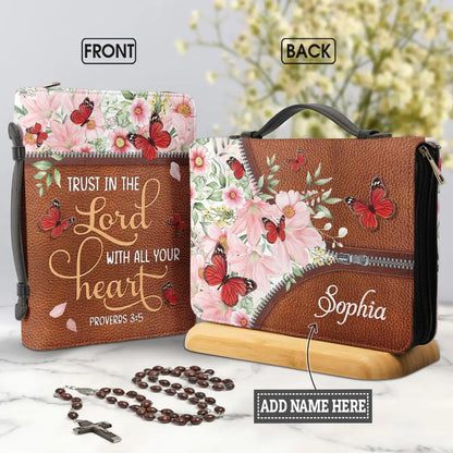 Bible Bags Trust In The Lord With All You Heart Print Ladies Storage Christian Bible Cover Case for Women Personalized Handbags