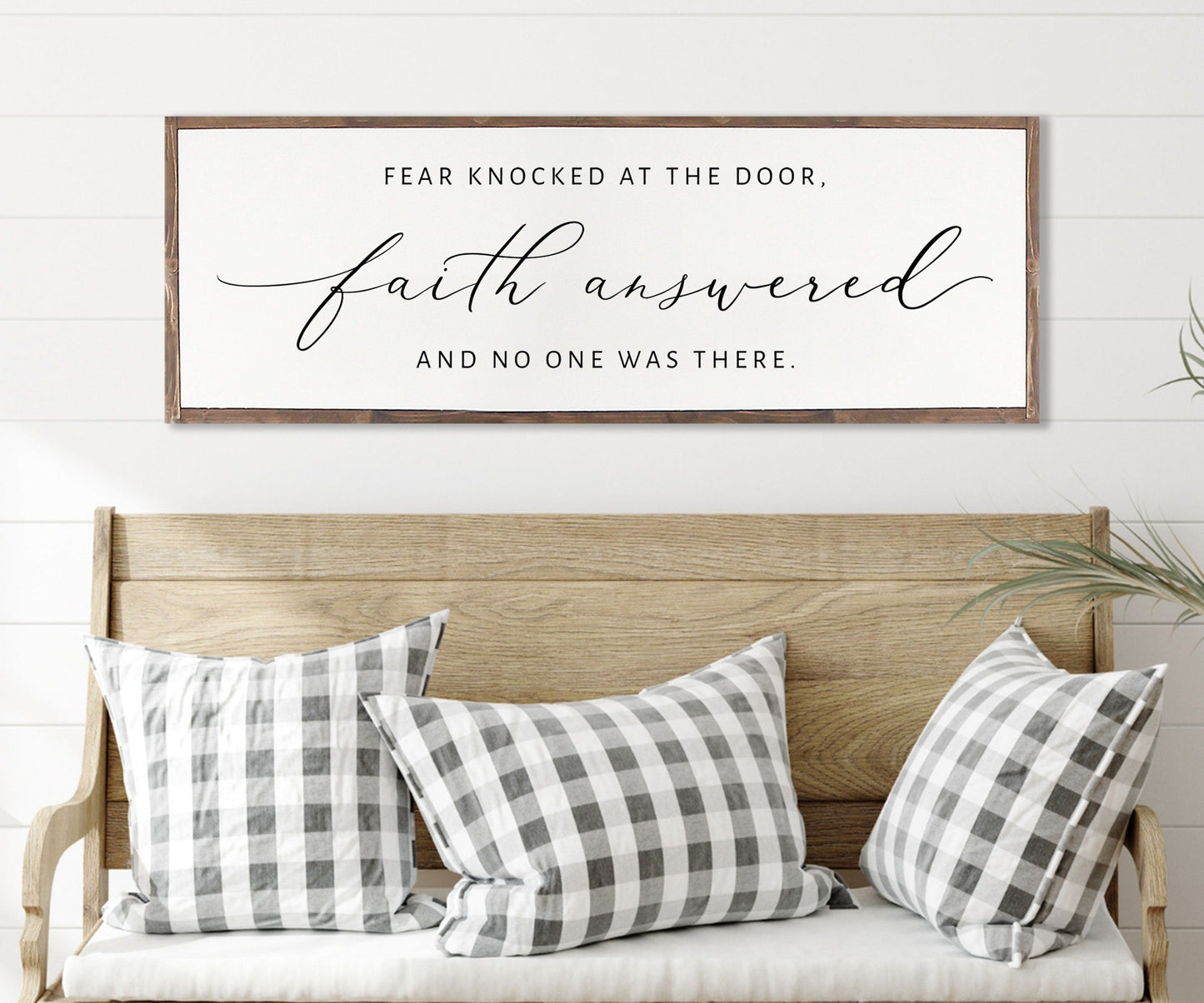 Fear Knocked at the Door Faith Answered Sign | Christian Wall Art