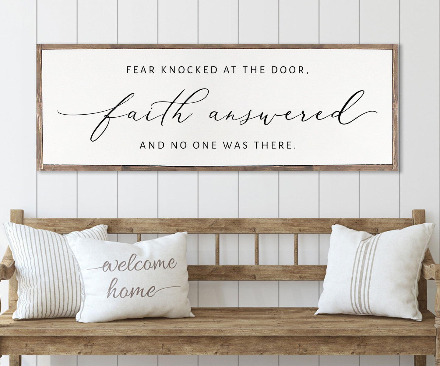 Fear Knocked at the Door Faith Answered Sign | Christian Wall Art