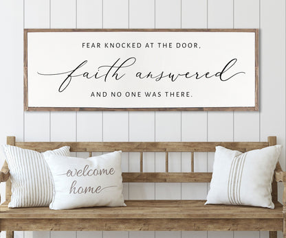 Fear Knocked at the Door Faith Answered Sign | Christian Wall Art